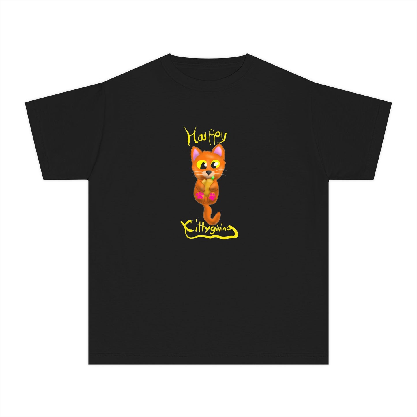 Cute Cat Design Youth Midweight Tee - Happy Cat T-Shirt, Kids Shirt, Pet Lover Gift, Birthday Clothes, Gift for Children
