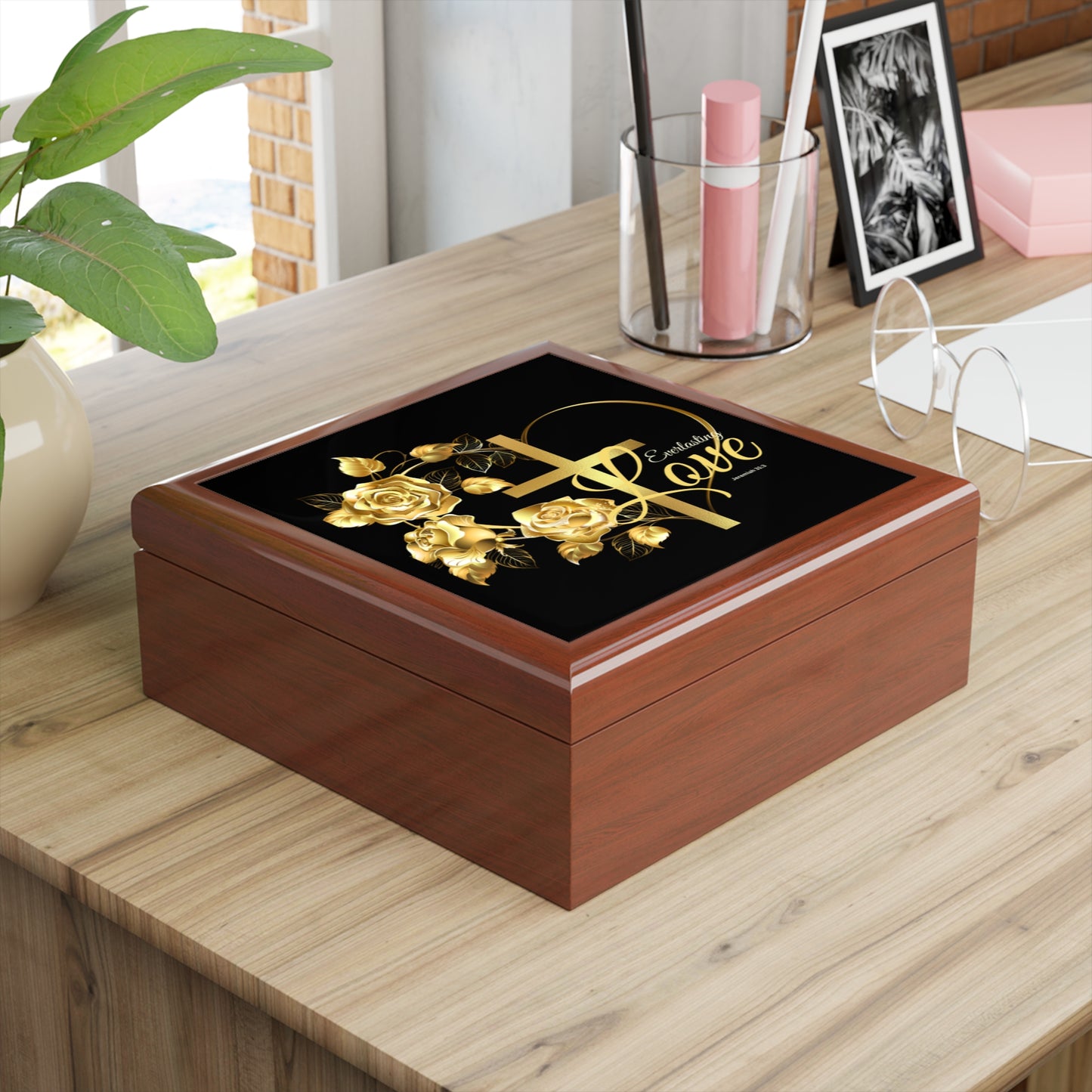 Jewelry Box, everlasting love bible verse, inspirational gift, faith jewelry box