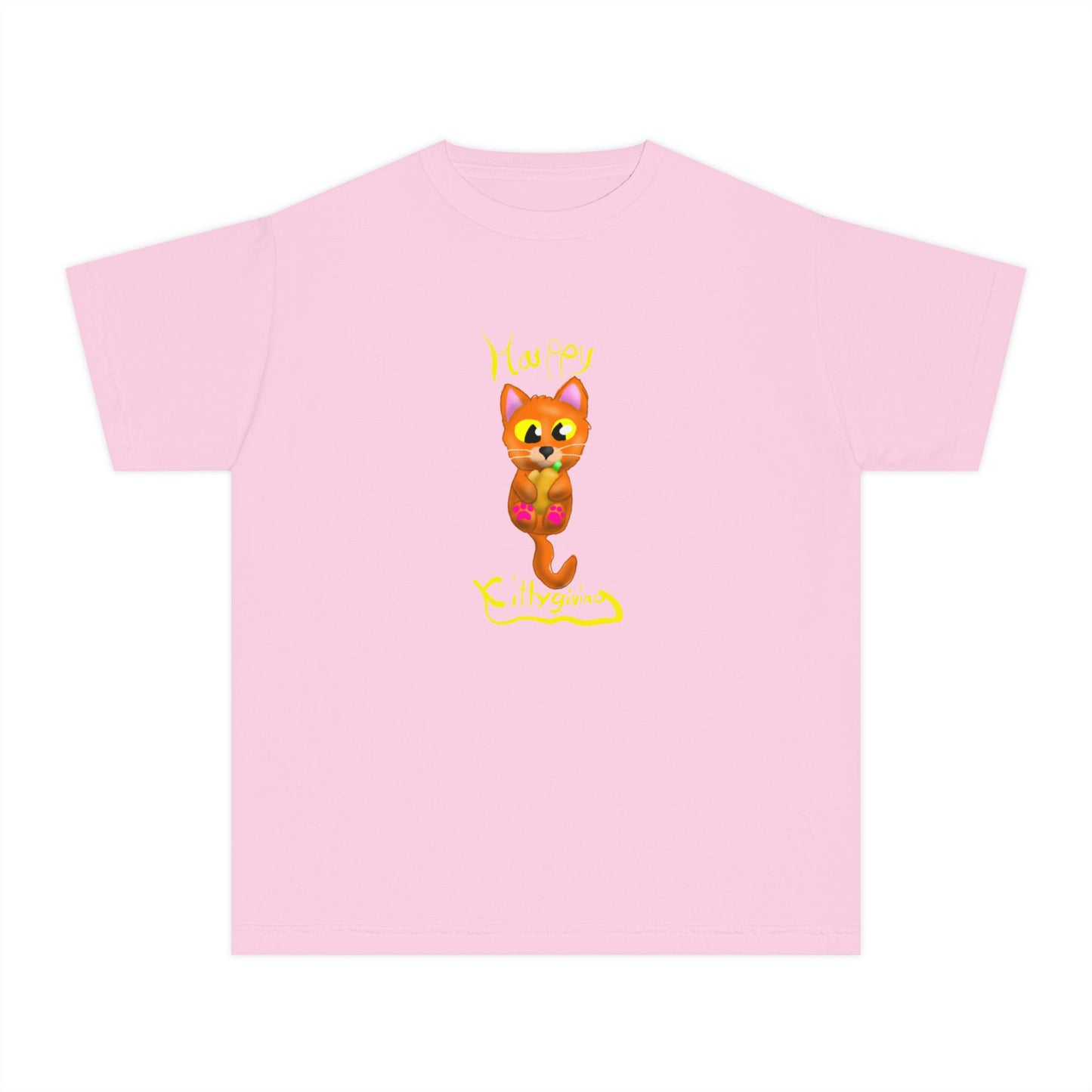 Cute Cat Design Youth Midweight Tee - Happy Cat T-Shirt, Kids Shirt, Pet Lover Gift, Birthday Clothes, Gift for Children