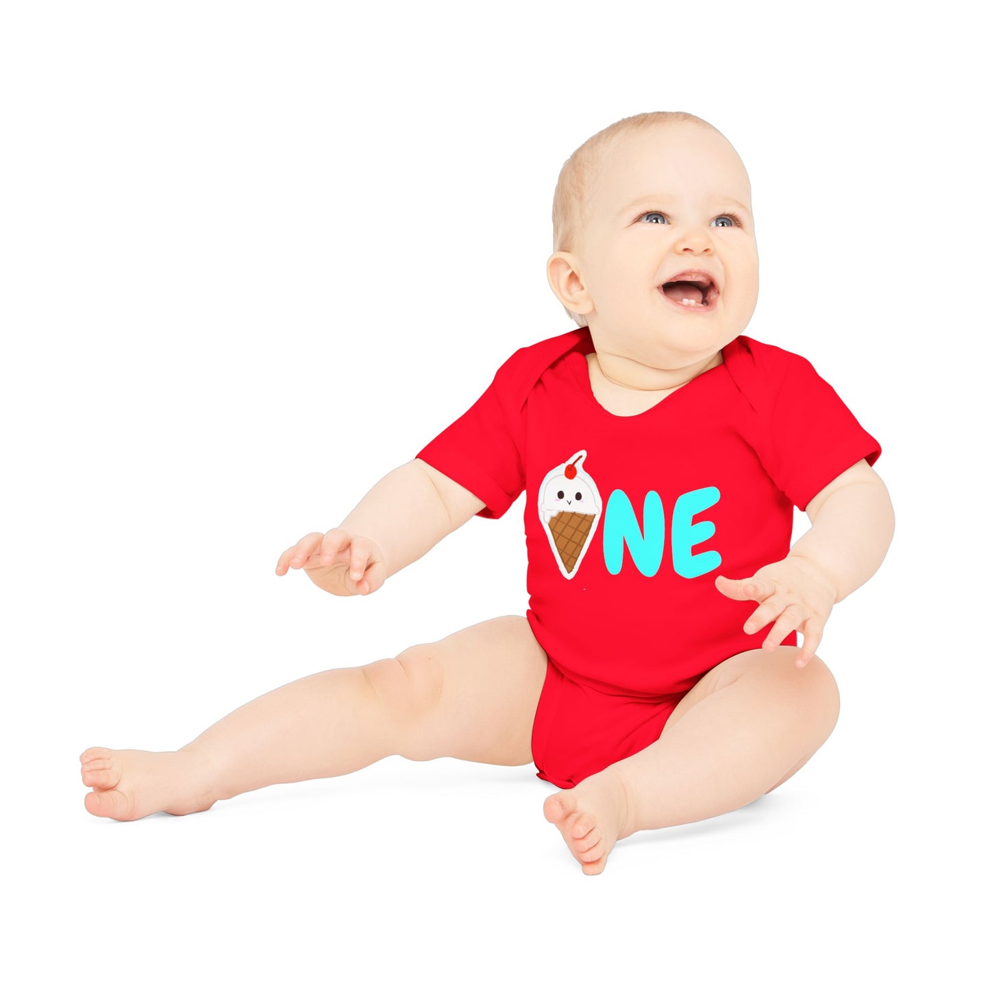 Baby Organic Bodysuit, Ice Cream Birthday Gift, Toddler Tee One Ice Cream, First Bday Shirt