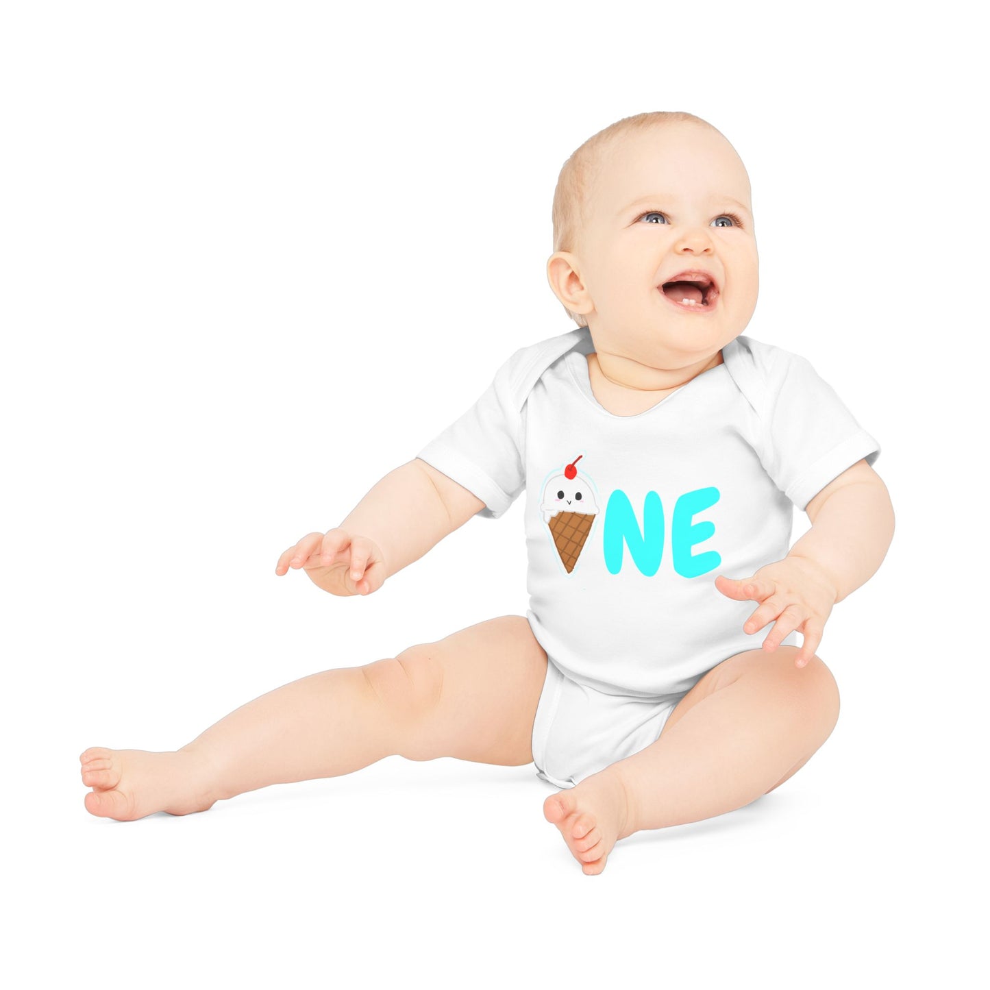 Baby Organic Bodysuit, Ice Cream Birthday Gift, Toddler Tee One Ice Cream, First Bday Shirt