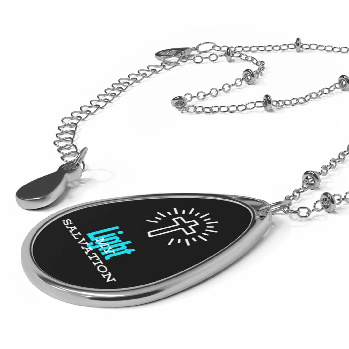 Salvation Cross unique Oval Necklace , inspirational faith jewelry , gift for her
