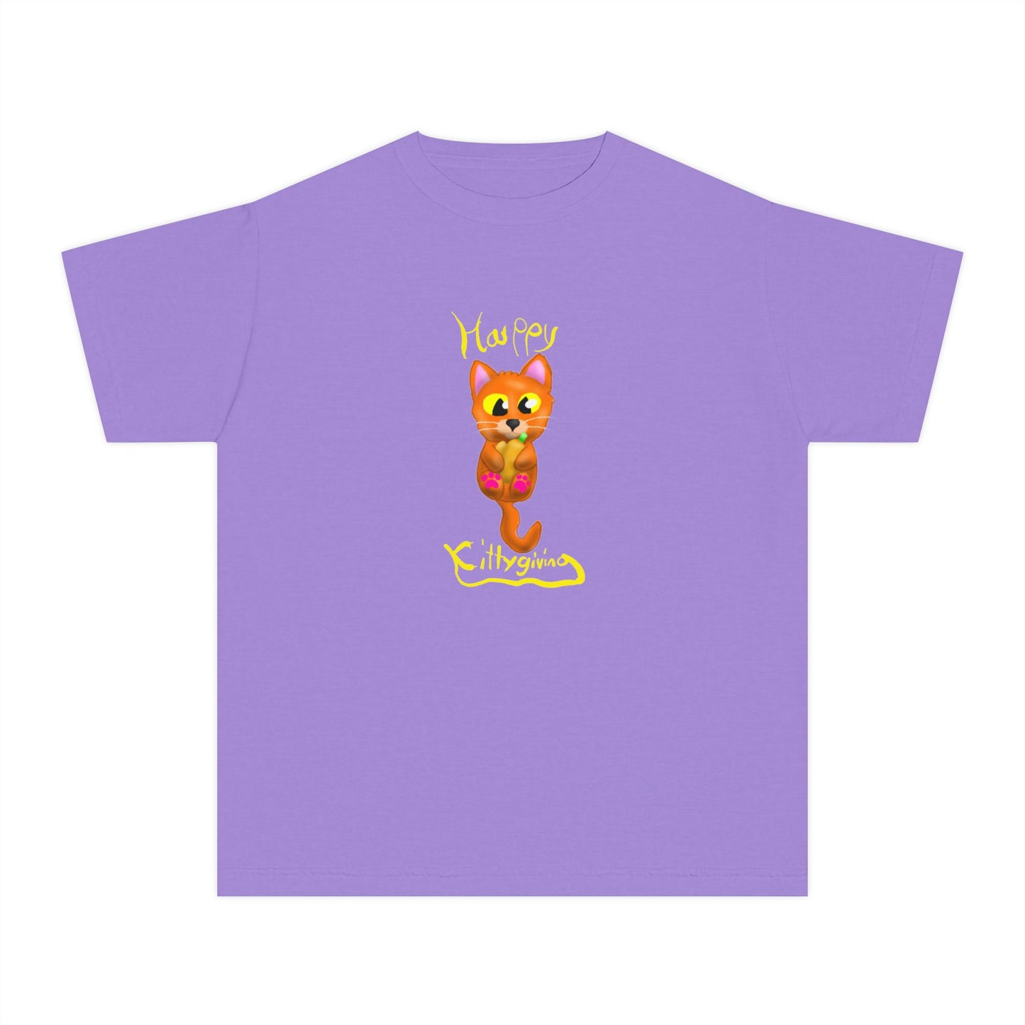 Cute Cat Design Youth Midweight Tee - Happy Cat T-Shirt, Kids Shirt, Pet Lover Gift, Birthday Clothes, Gift for Children
