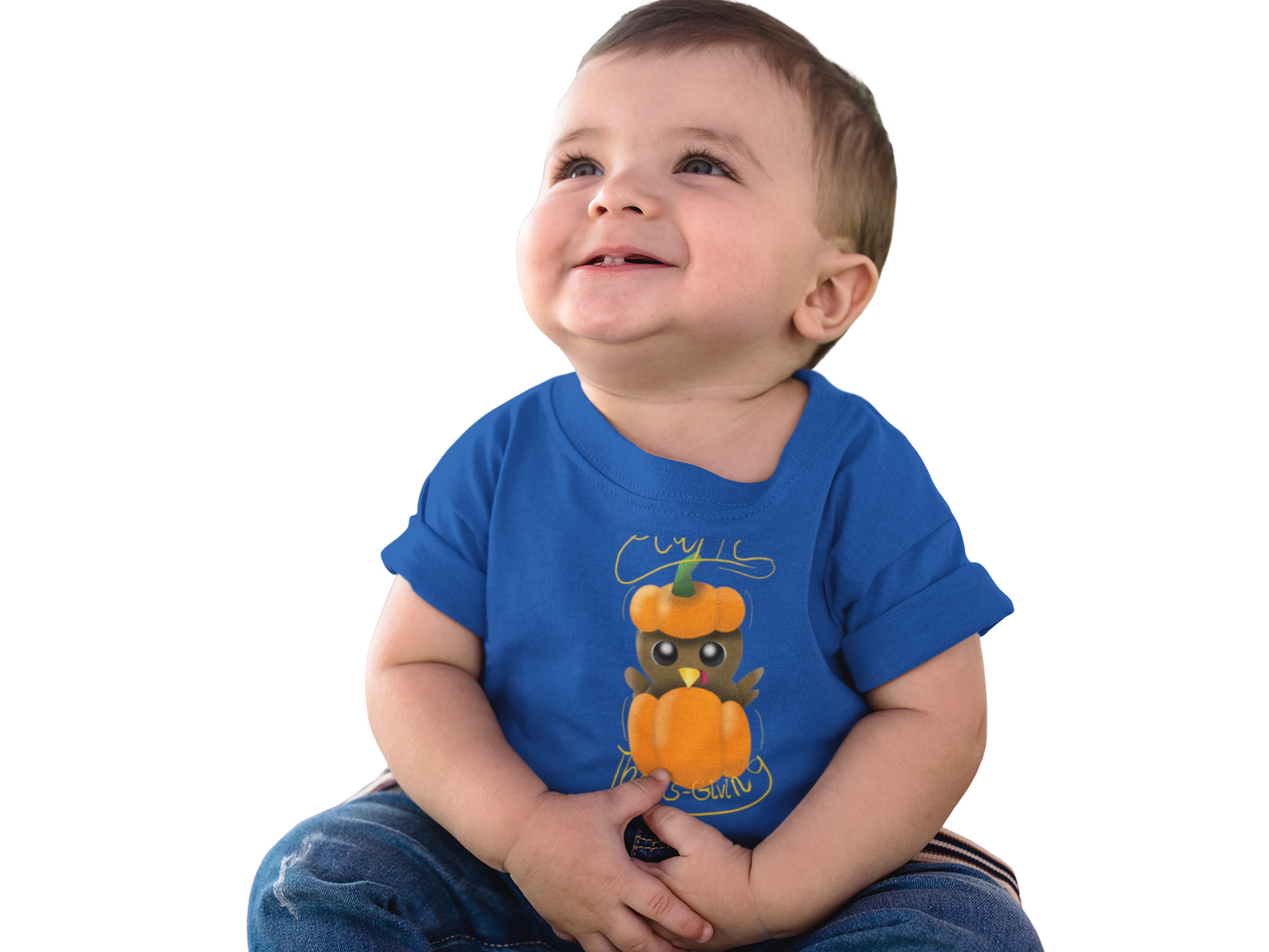 Kids Thanksgiving Tee - Baby Cute Pumpkin Design, inspirational tee, holiday gift for kids