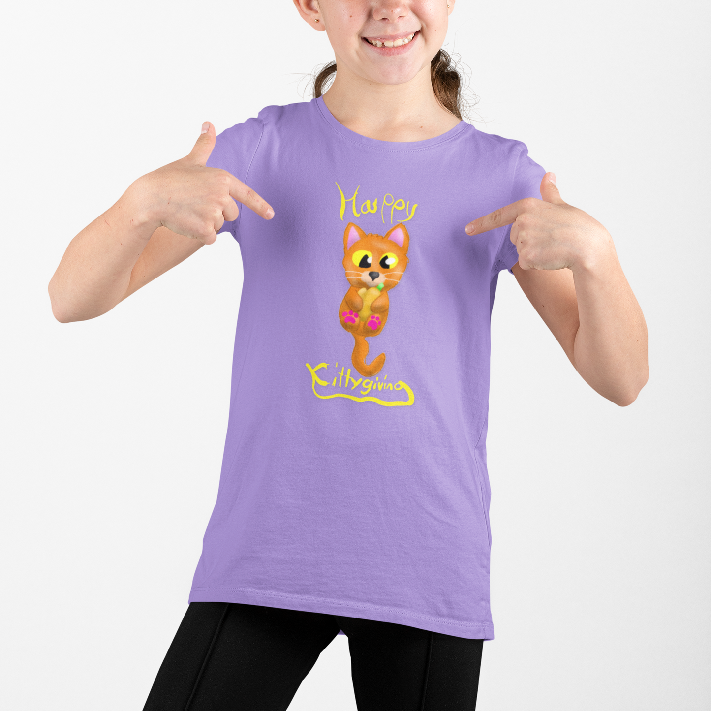 Cute Cat Design Youth Midweight Tee - Happy Cat T-Shirt, Kids Shirt, Pet Lover Gift, Birthday Clothes, Gift for Children