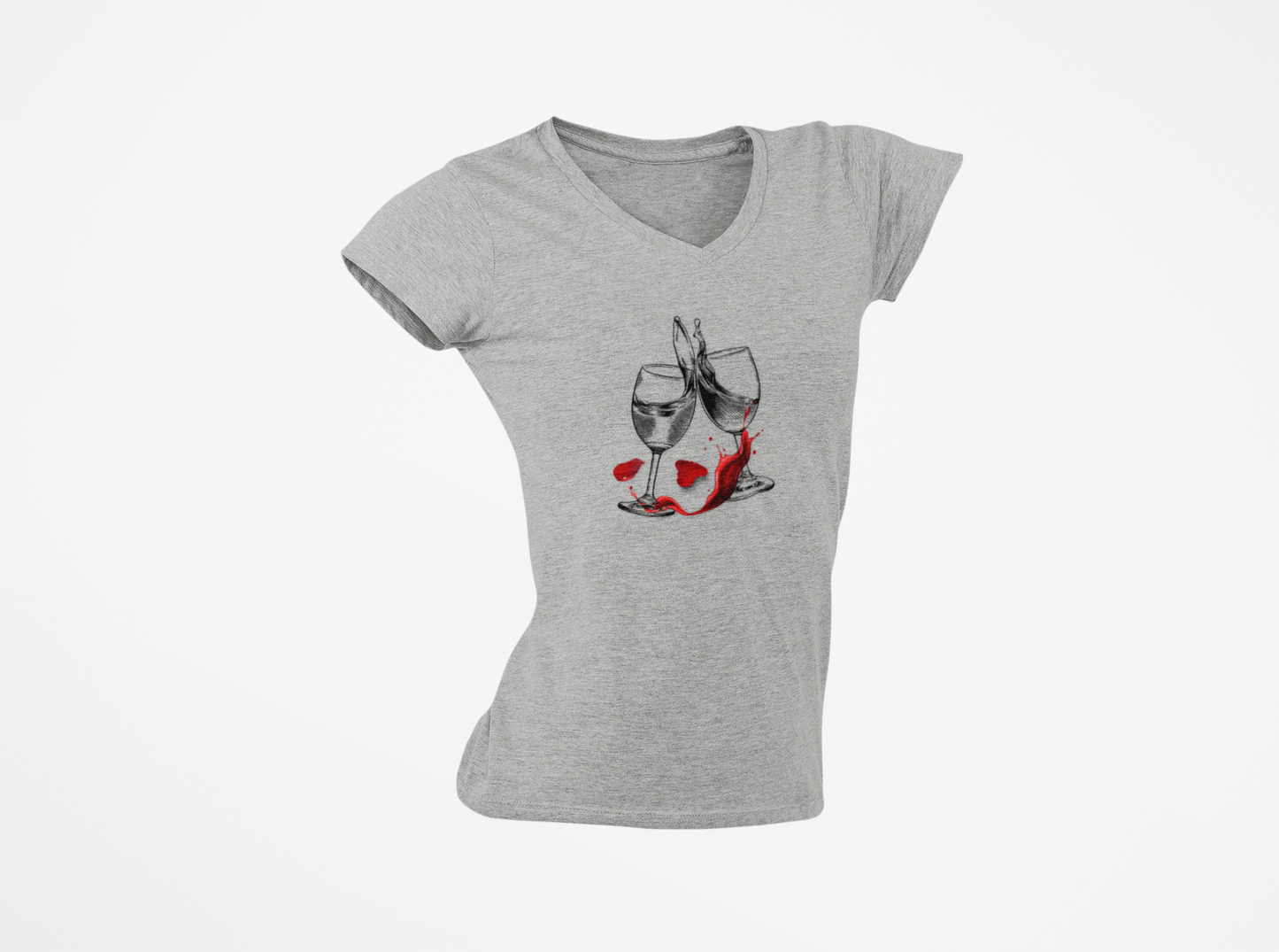 Women's Wine Jersey Short Sleeve, Deep V-Neck Tee, gift for her