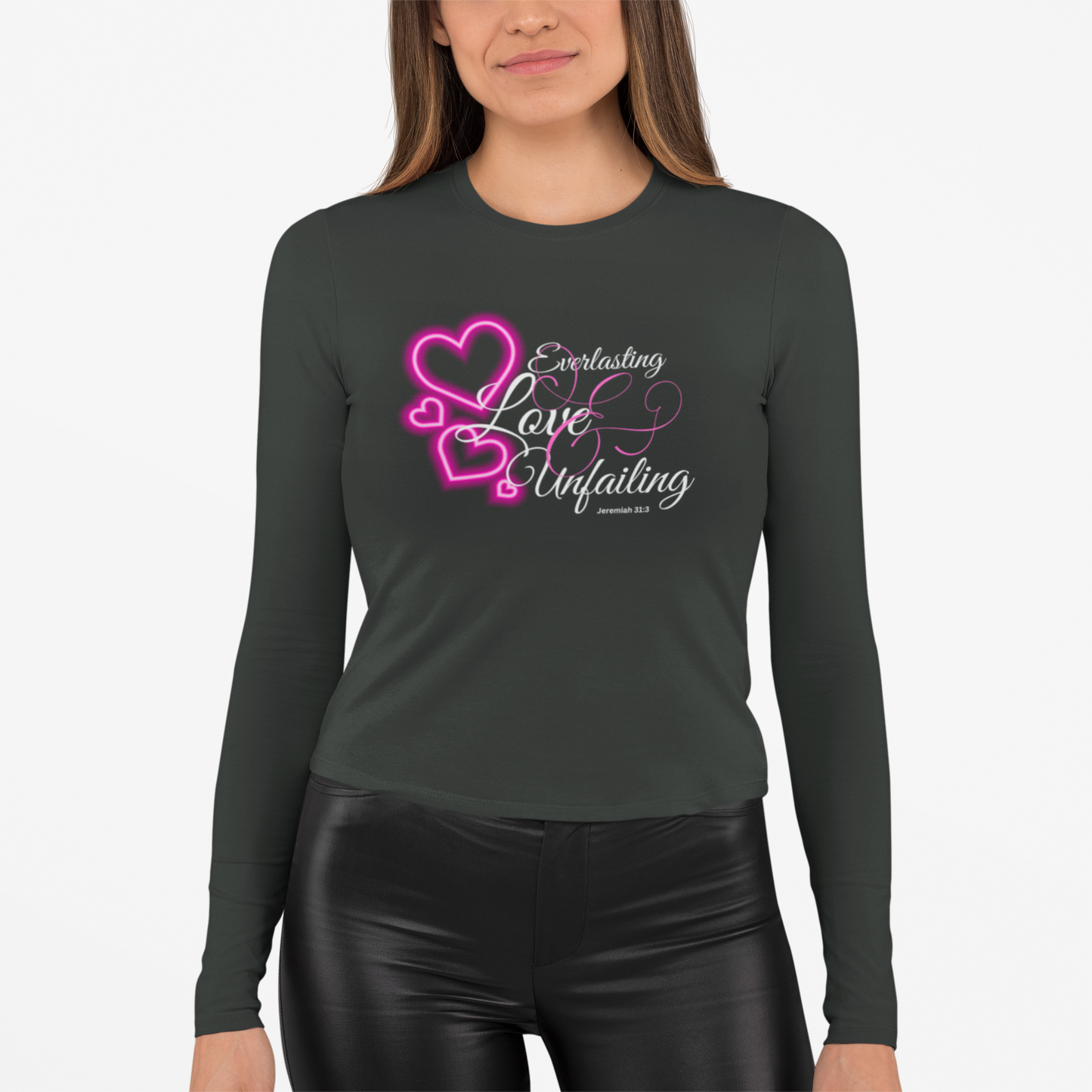 Organic Long Sleeve Tee, everlasting and unfailing love, gift for her