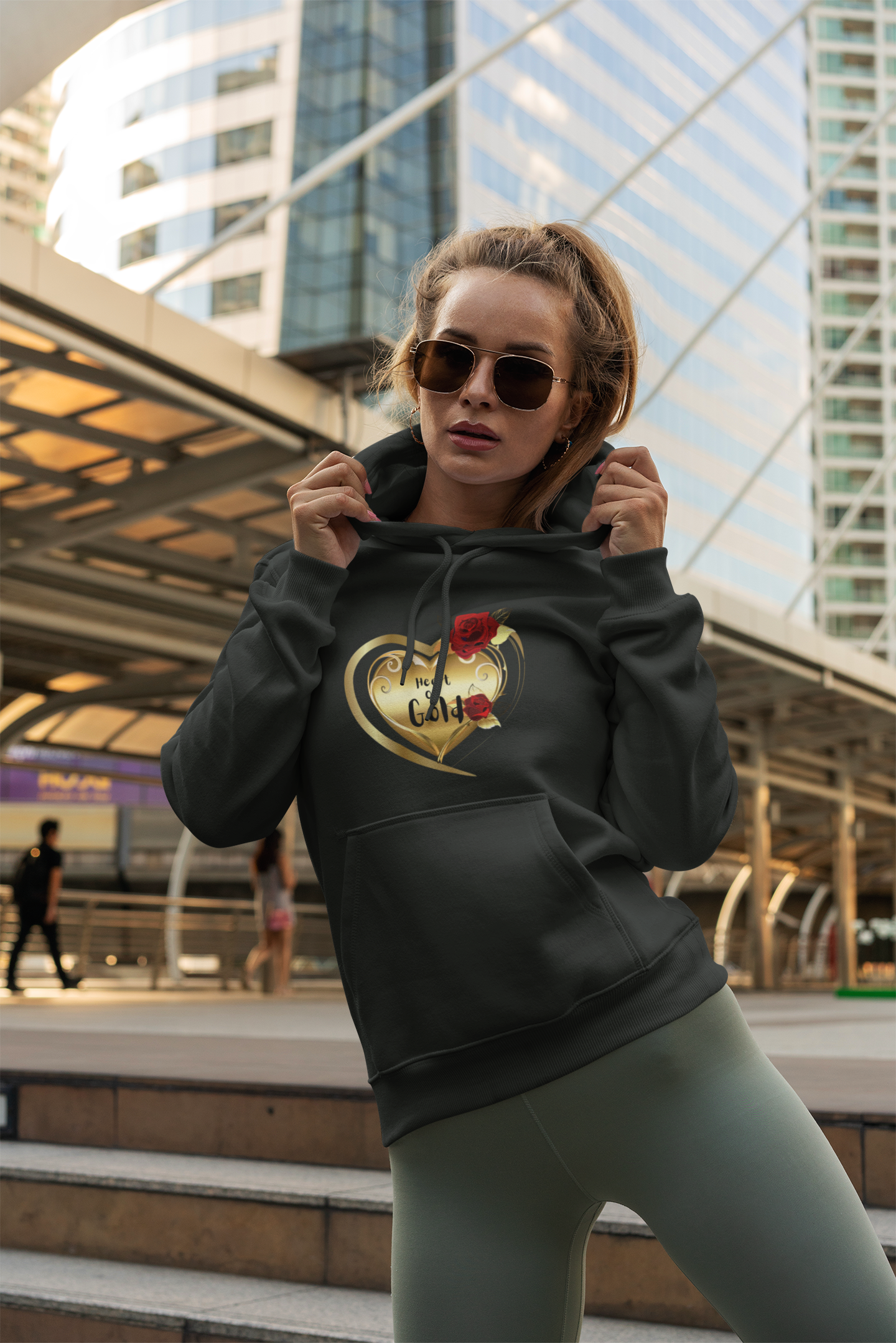 100% organic Hoodie, Heart of Gold inspirational sweatshirt , gift for her,