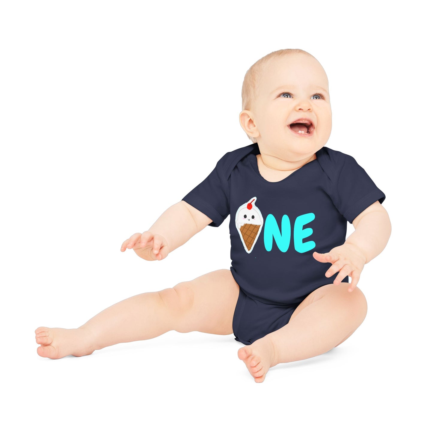 Baby Organic Bodysuit, Ice Cream Birthday Gift, Toddler Tee One Ice Cream, First Bday Shirt