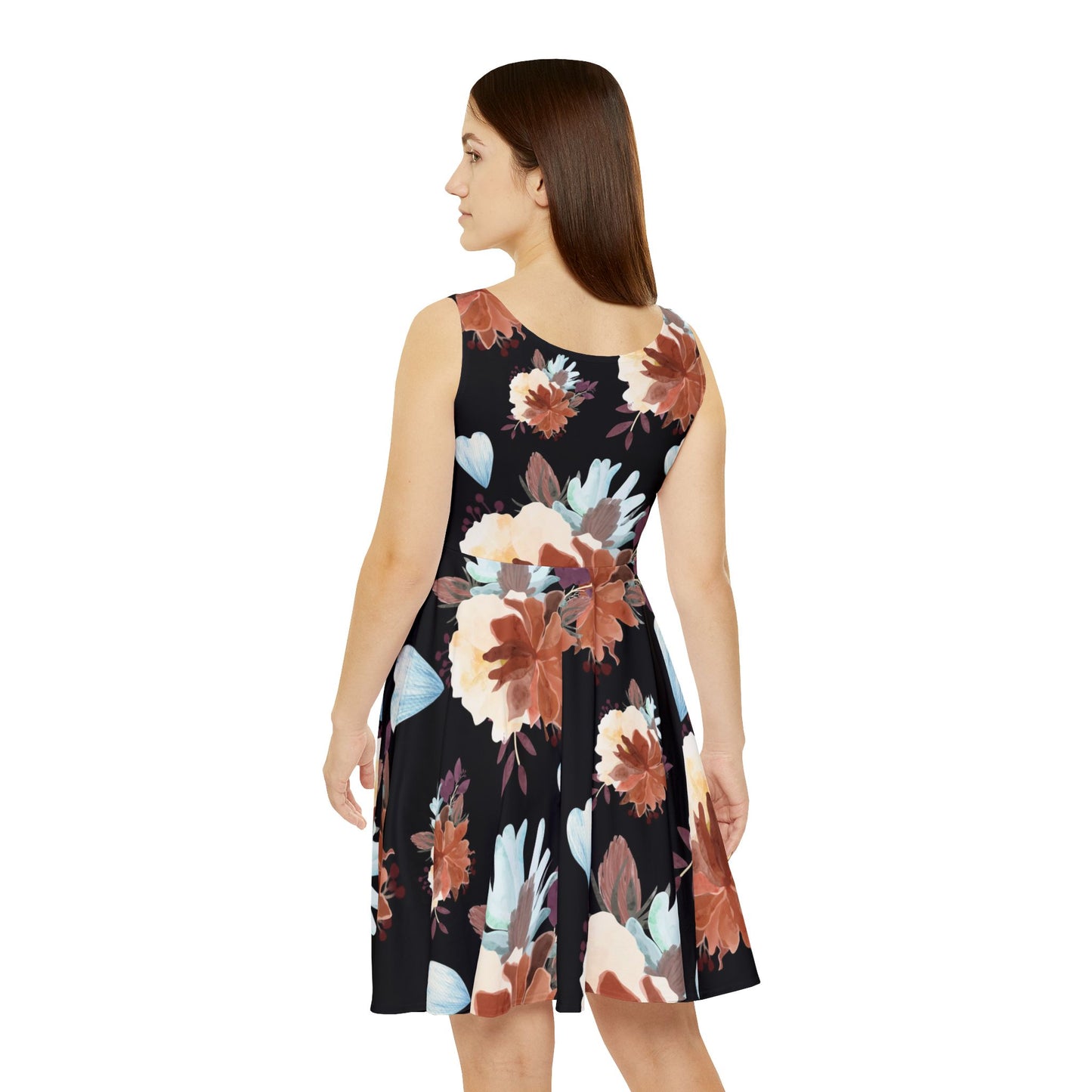 Floral Women's Skater Dress, Summer dress, Flower Print Dress, gift for her