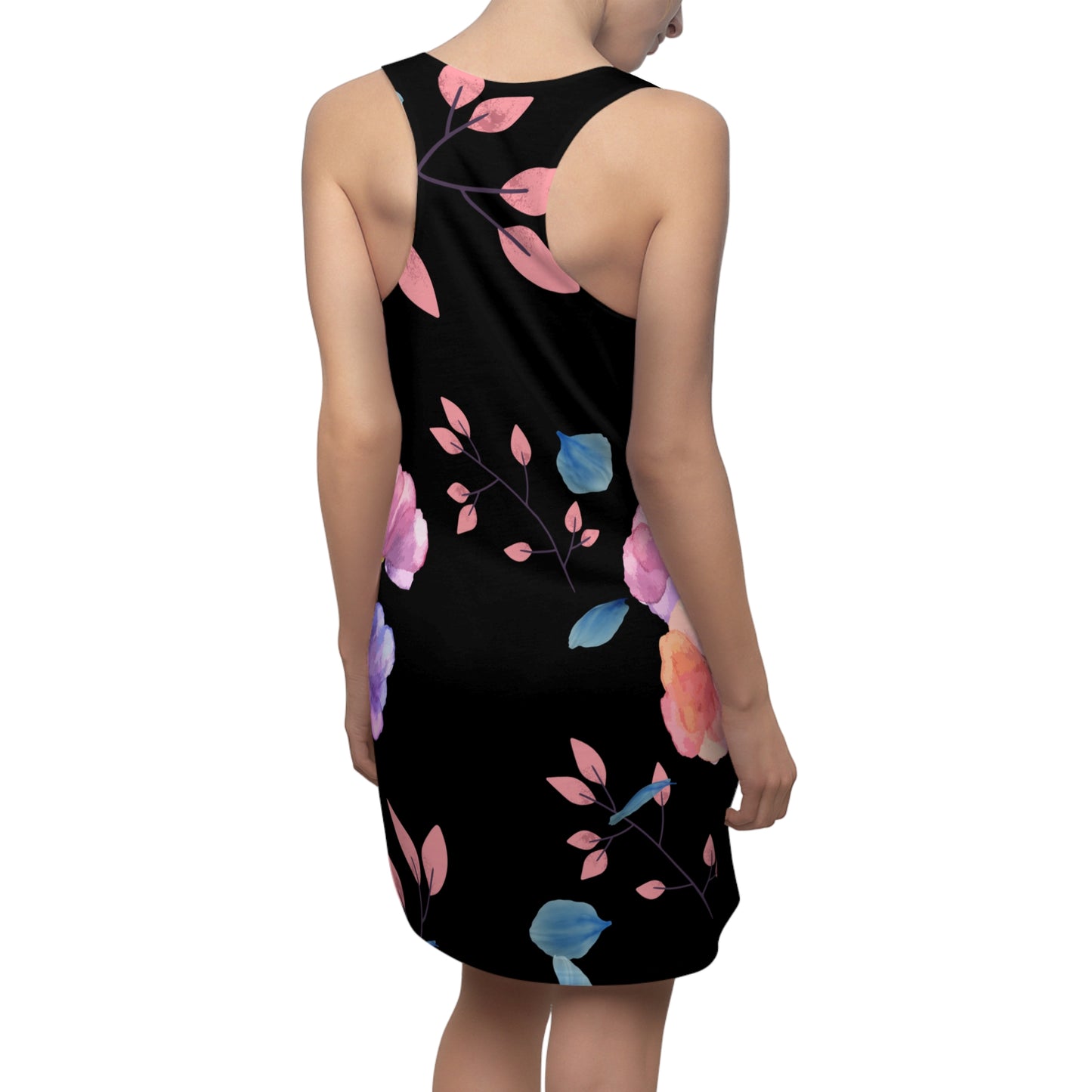 Floral Racerback Dress, Summer Beachwear, Casual Spring Fashion, Women's Racerback Dress, Gift for Her