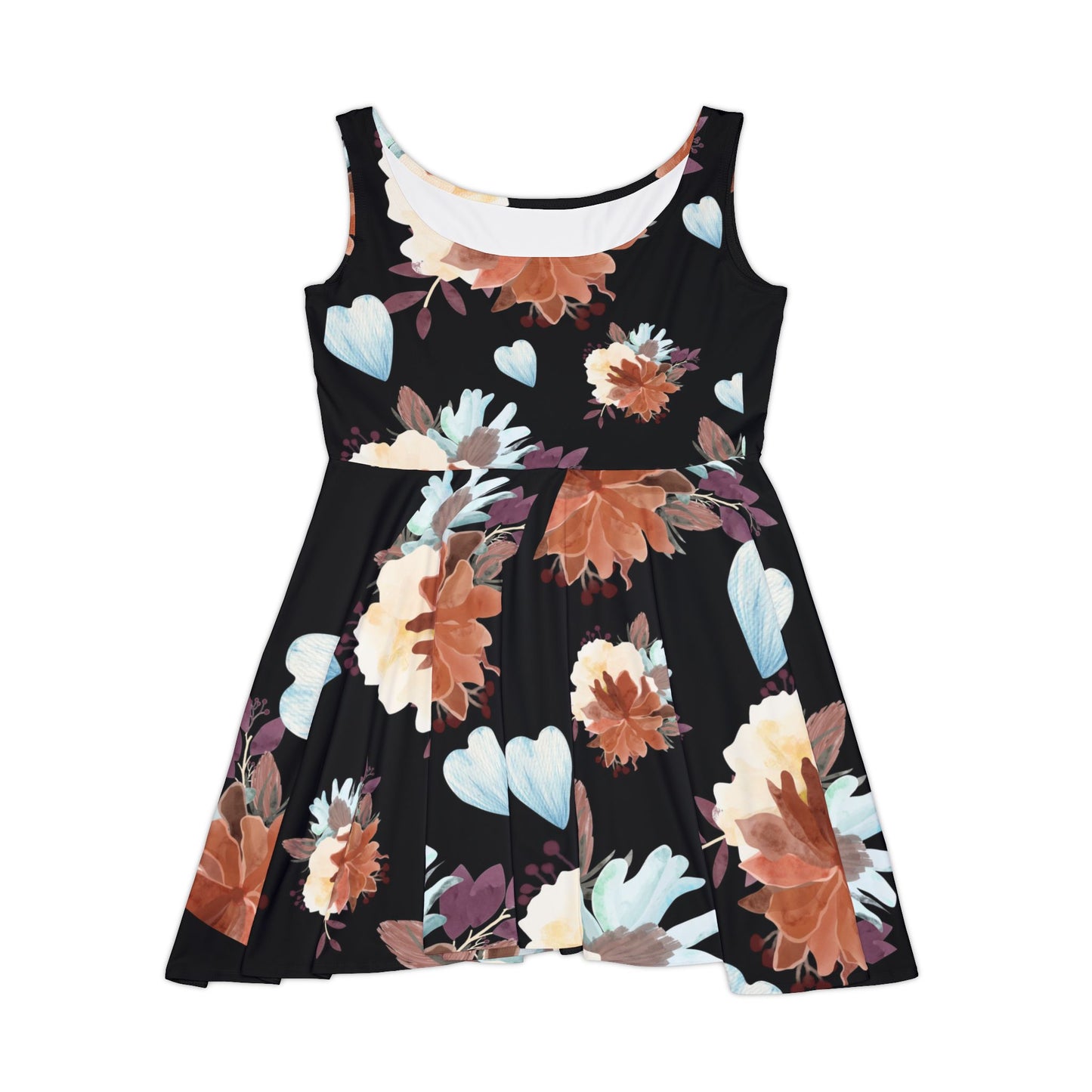 Floral Women's Skater Dress, Summer dress, Flower Print Dress, gift for her