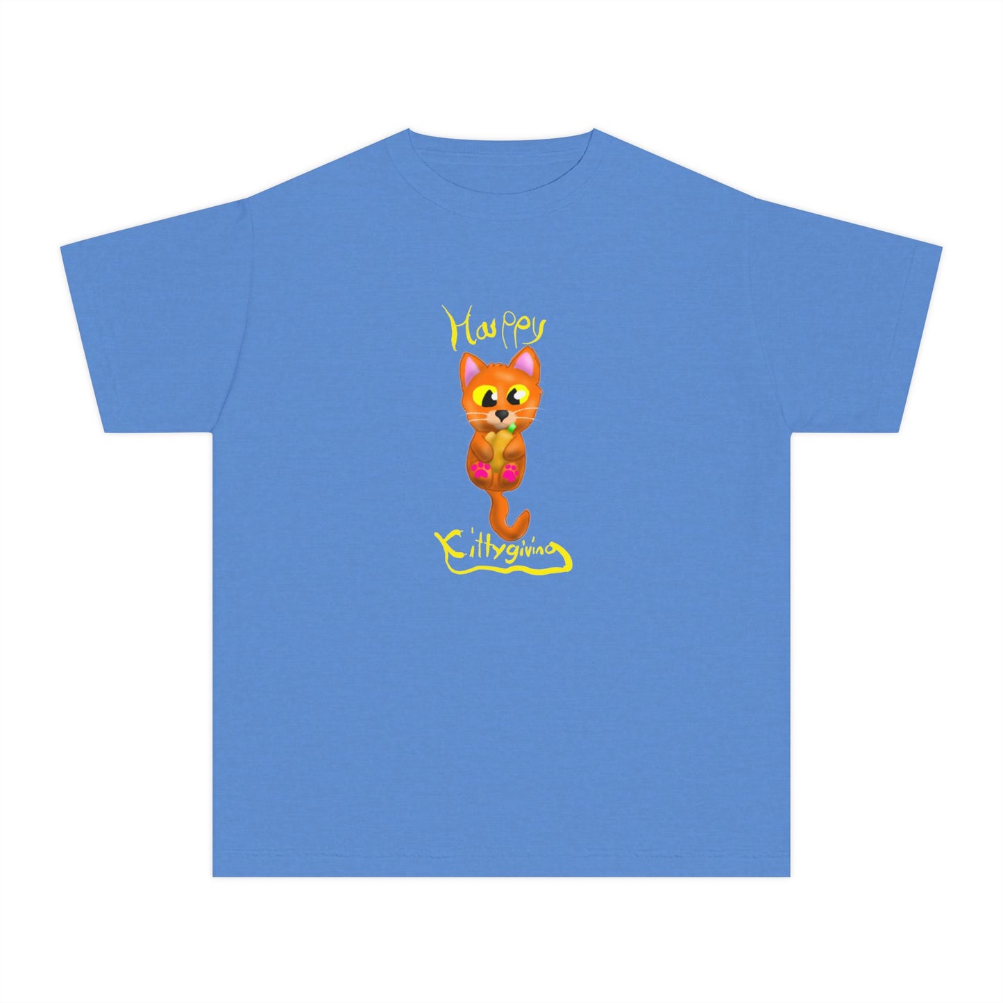 Cute Cat Design Youth Midweight Tee - Happy Cat T-Shirt, Kids Shirt, Pet Lover Gift, Birthday Clothes, Gift for Children