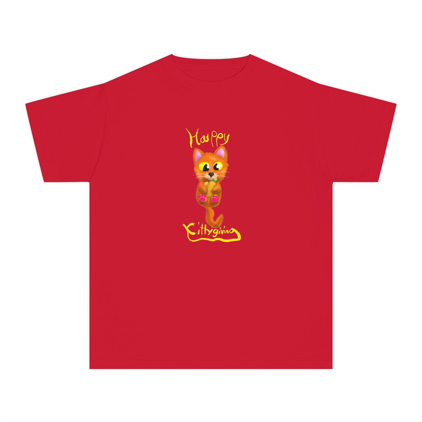 Cute Cat Design Youth Midweight Tee - Happy Cat T-Shirt, Kids Shirt, Pet Lover Gift, Birthday Clothes, Gift for Children
