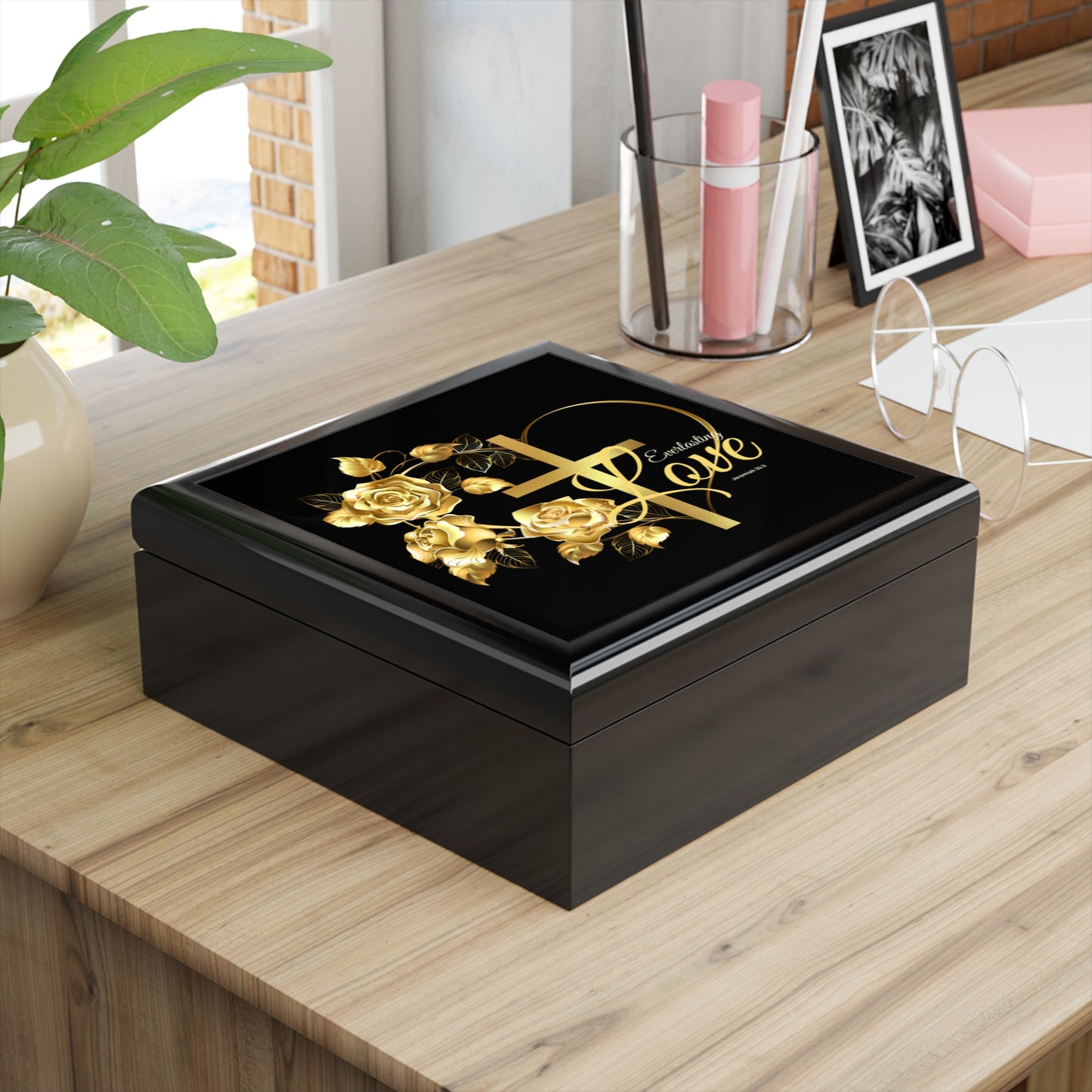 Jewelry Box, everlasting love bible verse, inspirational gift, faith jewelry box