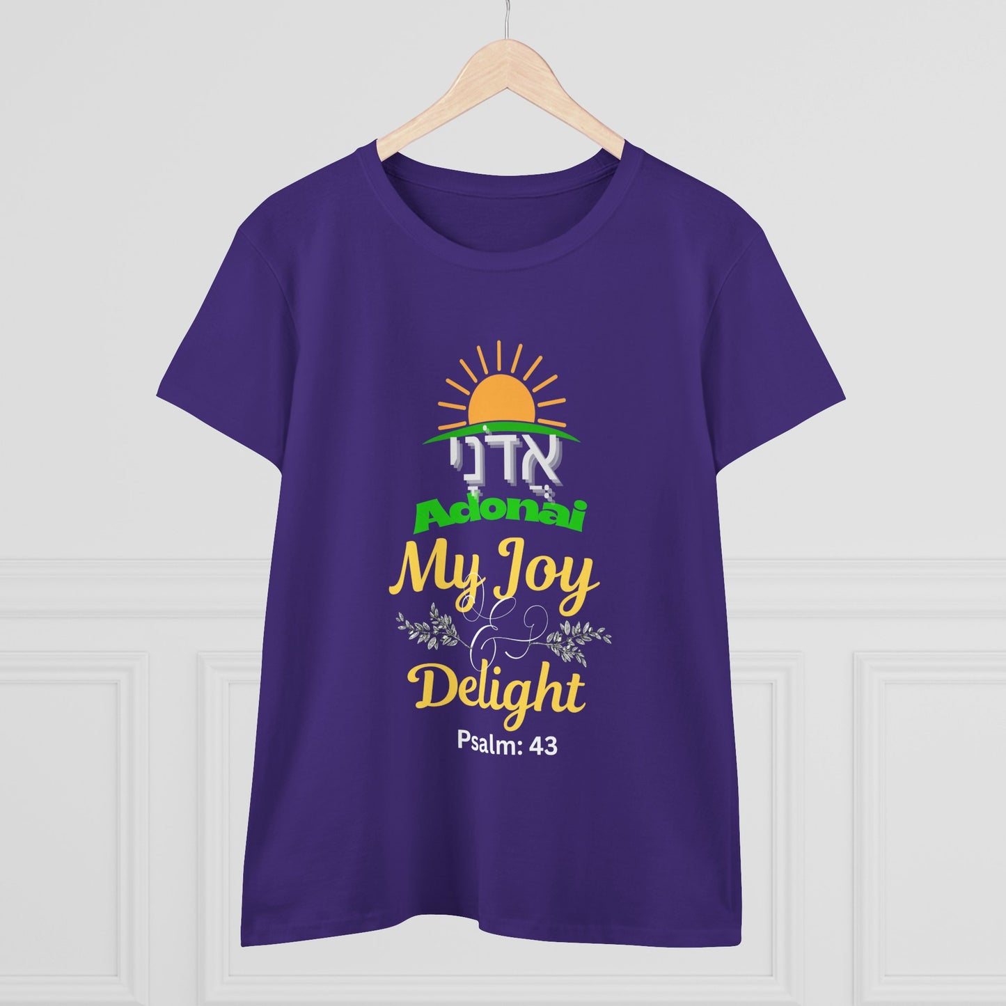 Adonai My Joy & Delight T-Shirt for Women, Hebrew Name of God Psalm 43 Shirt, Christian Faith Tee, Messianic Hebrew Scripture Shirt