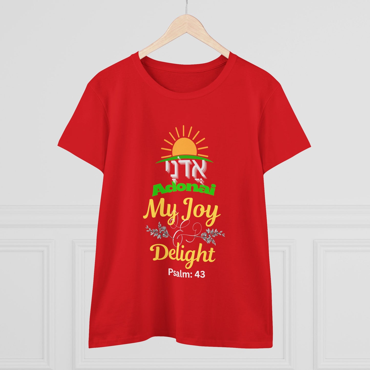 Adonai My Joy & Delight T-Shirt for Women, Hebrew Name of God Psalm 43 Shirt, Christian Faith Tee, Messianic Hebrew Scripture Shirt