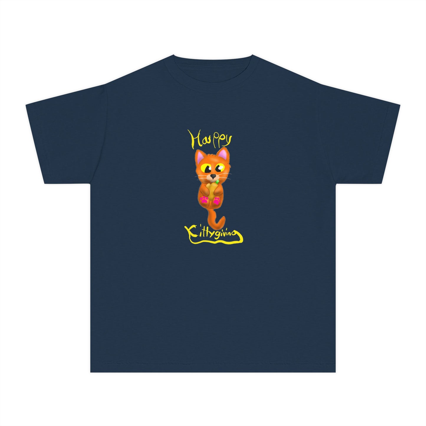 Cute Cat Design Youth Midweight Tee - Happy Cat T-Shirt, Kids Shirt, Pet Lover Gift, Birthday Clothes, Gift for Children