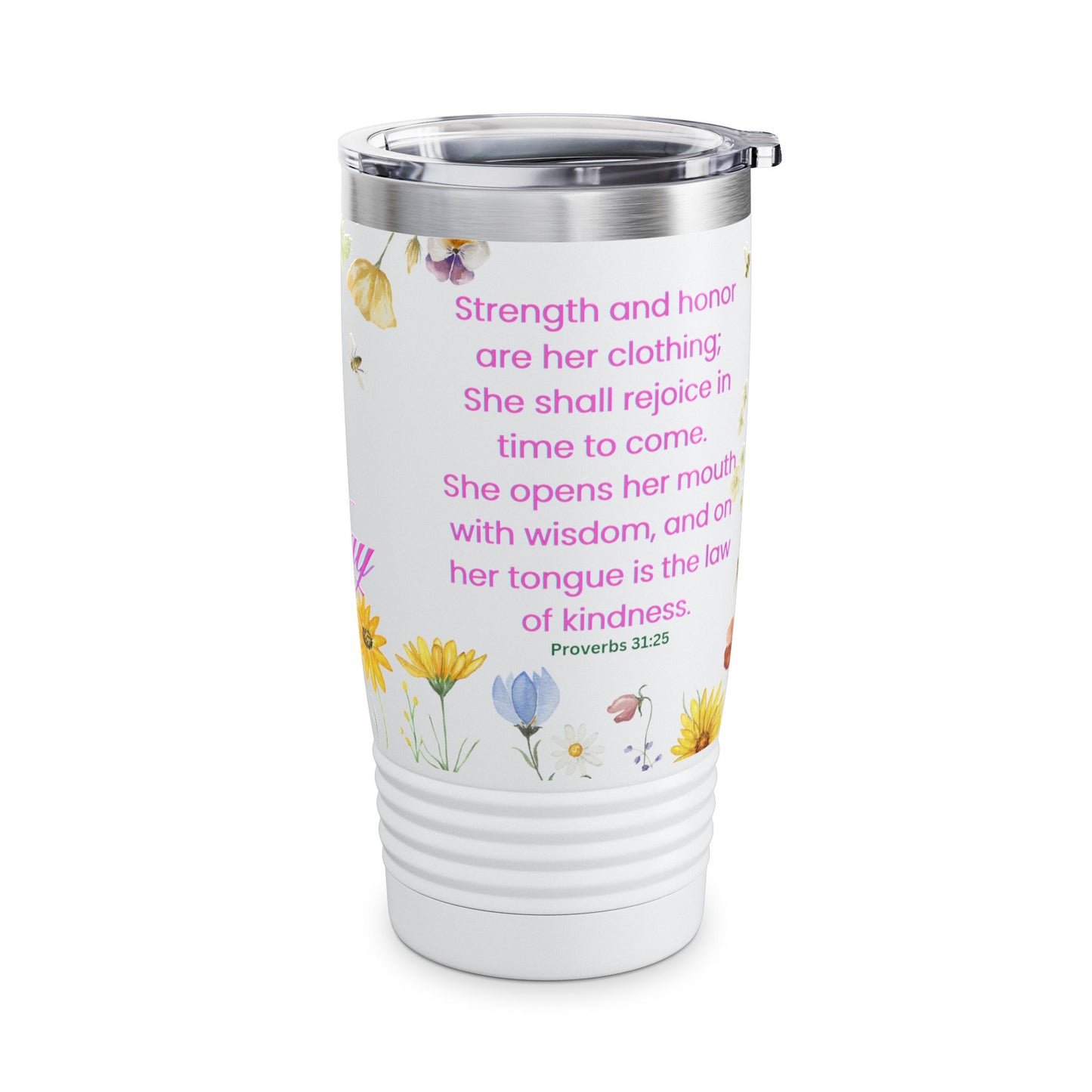 Faith Christian Bible Verse 20oz Tumbler with Wildflowers, Mothers Day Gift for Her, Custom Christian Birthday gift, gifts for mom
