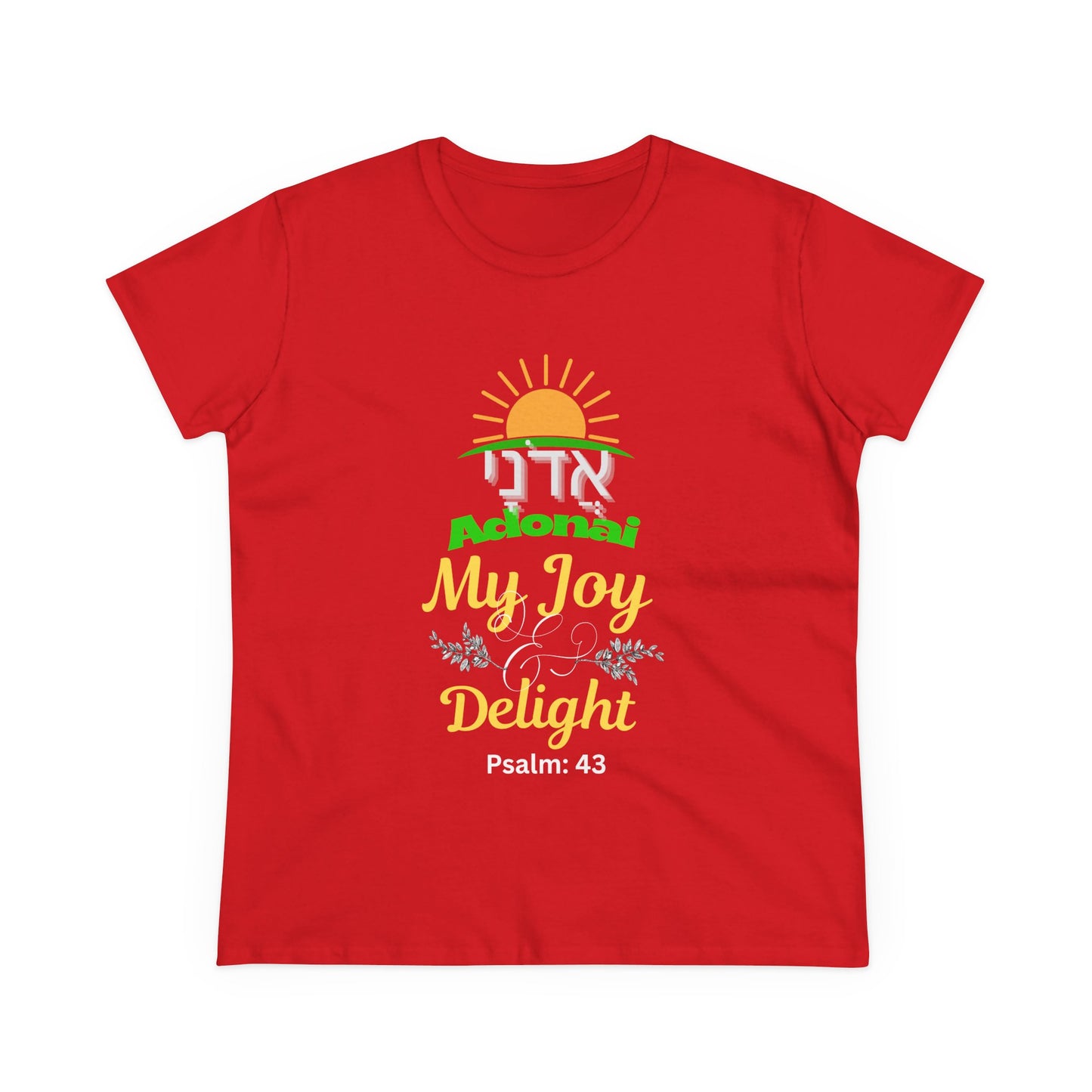 Adonai My Joy & Delight T-Shirt for Women, Hebrew Name of God Psalm 43 Shirt, Christian Faith Tee, Messianic Hebrew Scripture Shirt