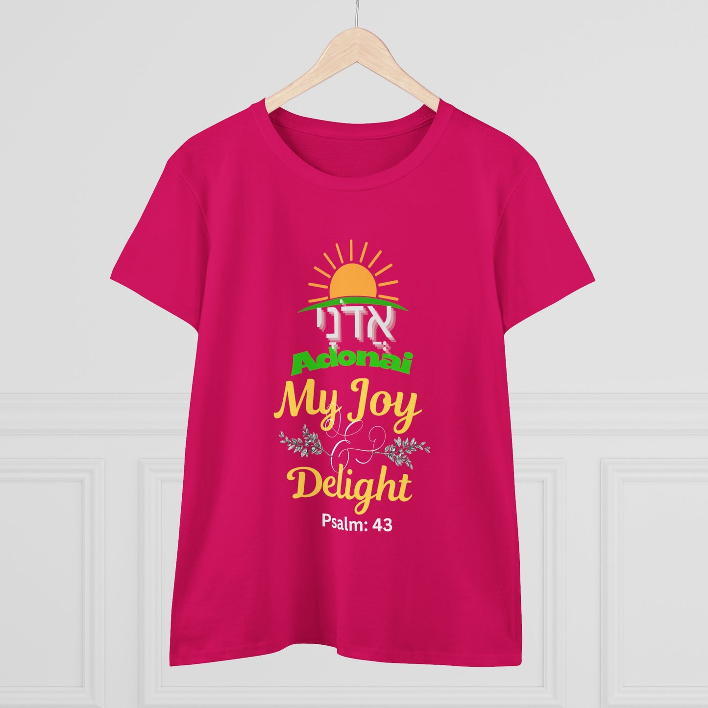 Adonai My Joy & Delight T-Shirt for Women, Hebrew Name of God Psalm 43 Shirt, Christian Faith Tee, Messianic Hebrew Scripture Shirt