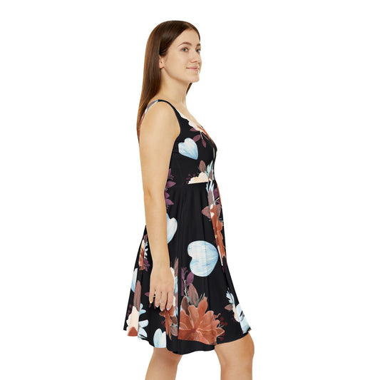 Floral Women's Skater Dress, Summer dress, Flower Print Dress, gift for her