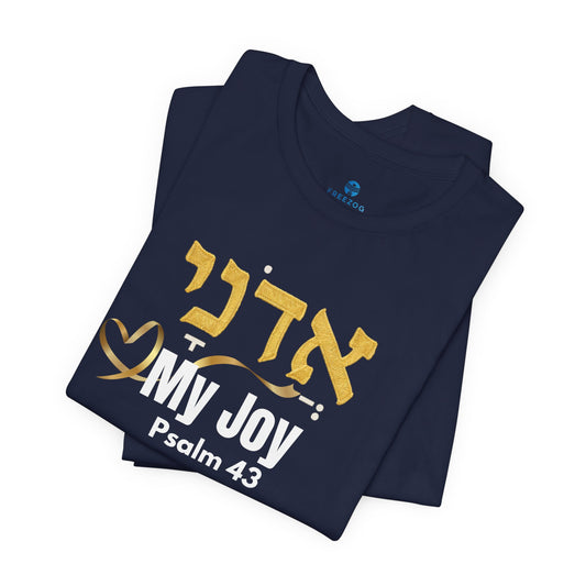 Adonai My Joy T-Shirt, Hebrew Psalm 43 Shirt, Christian Faith Tee, Messianic Hebrew Clothing, Bible Verse Apparel, Inspirational Gift