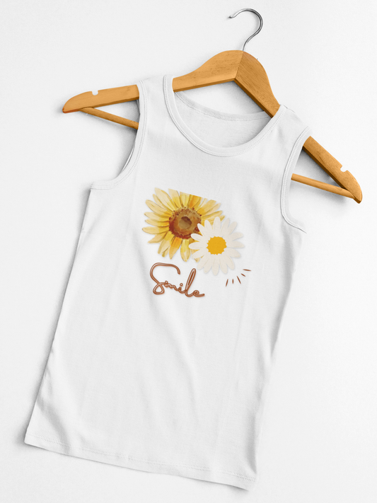 Sunflower Jersey Tank, smile inspirational top, gift for her