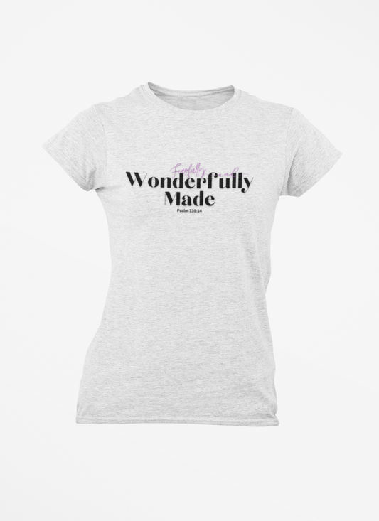 Christian Women's Tee - Fearfully and Wonderfully Made, Inspirational Bible Verse Shirt, gift got her