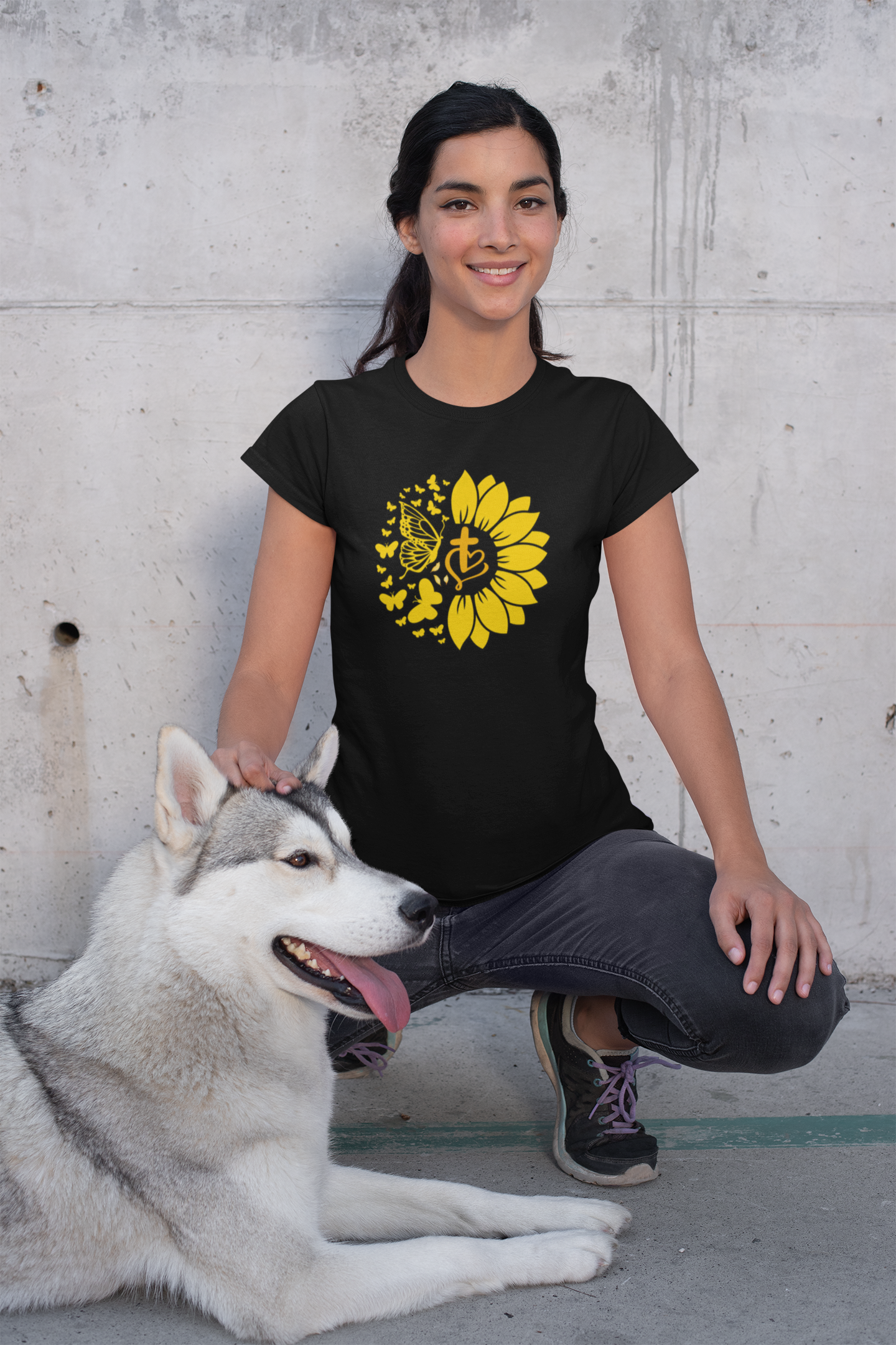 Sunflower Cross t-shirt, inspirational faith tshirt, gift for her