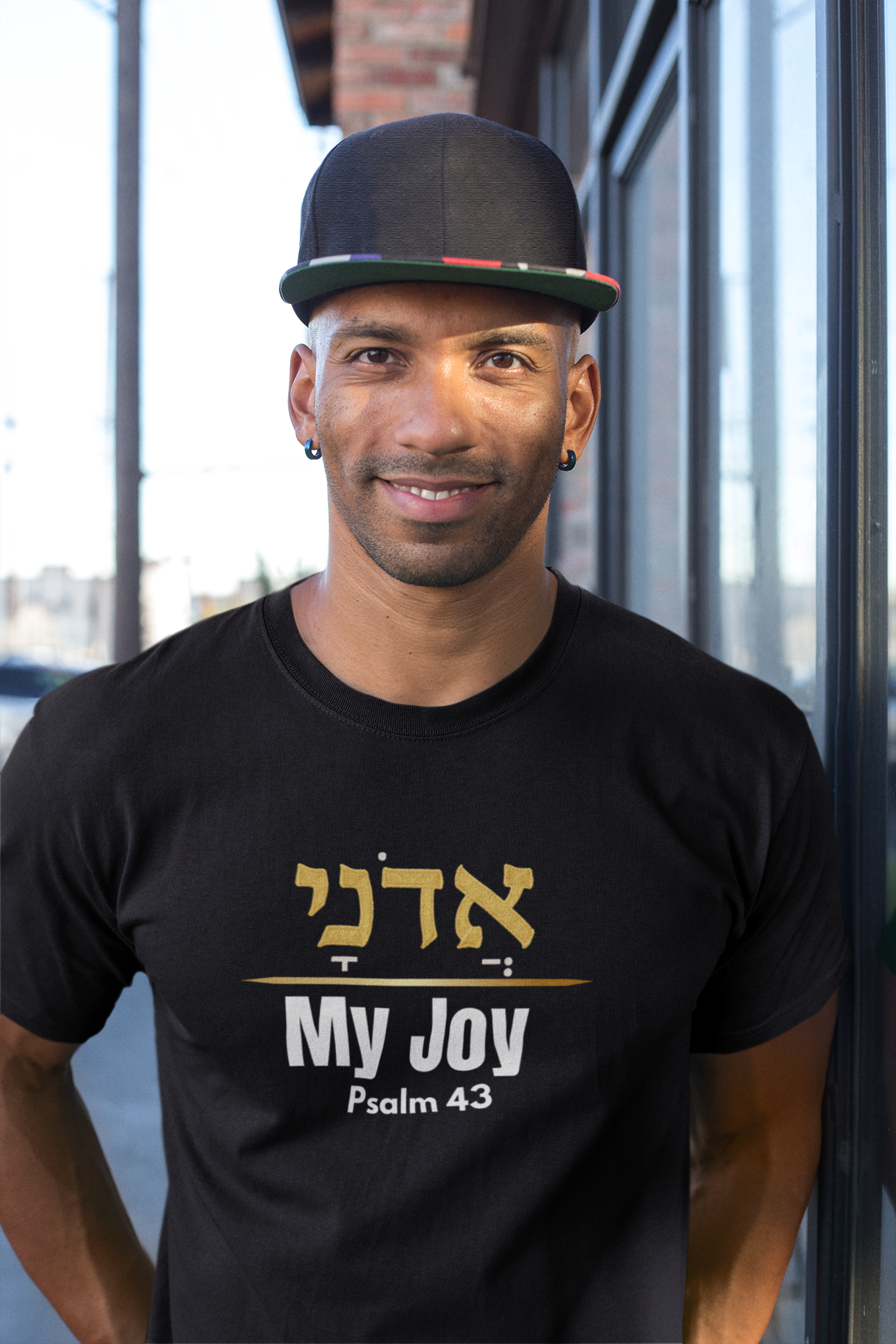 Adonai Hebrew Name of God T-Shirt for Men, Psalm 43 My Joy, Christian Faith Tee, Messianic Hebrew Scripture Shirt, Religious Gift
