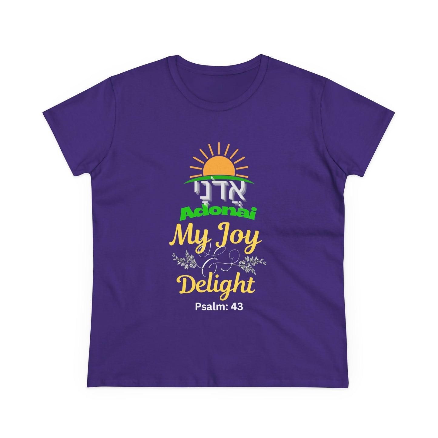 Adonai My Joy & Delight T-Shirt for Women, Hebrew Name of God Psalm 43 Shirt, Christian Faith Tee, Messianic Hebrew Scripture Shirt