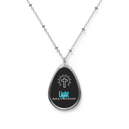 Salvation Cross unique Oval Necklace , inspirational faith jewelry , gift for her