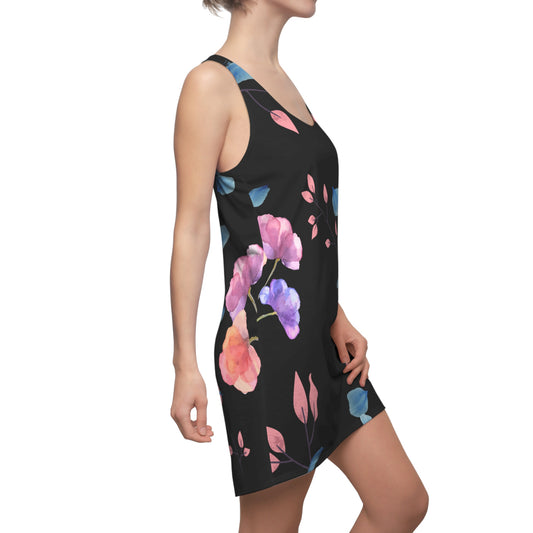 Floral Racerback Dress, Summer Beachwear, Casual Spring Fashion, Women's Racerback Dress, Gift for Her