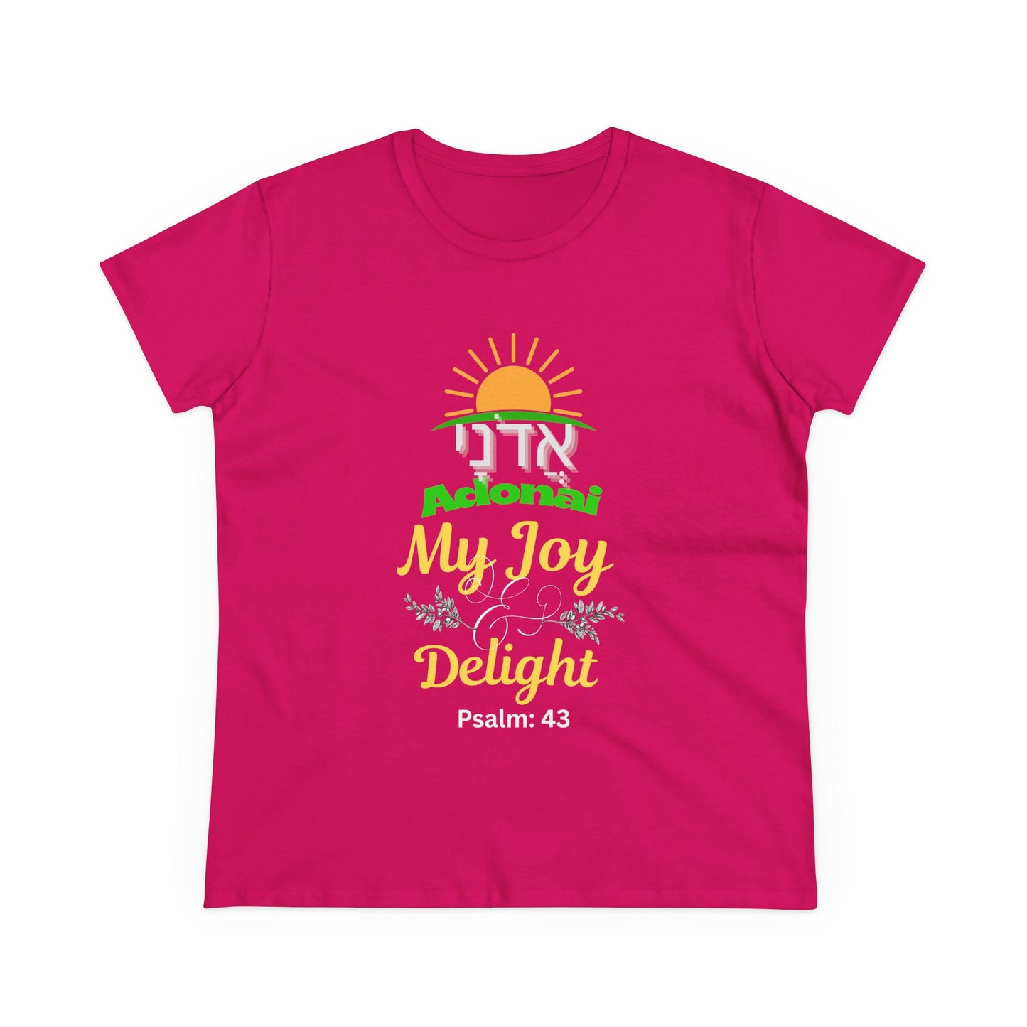 Adonai My Joy & Delight T-Shirt for Women, Hebrew Name of God Psalm 43 Shirt, Christian Faith Tee, Messianic Hebrew Scripture Shirt