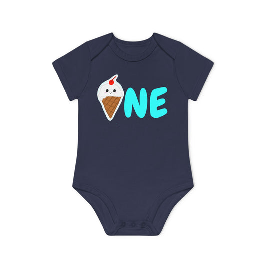 Baby Organic Bodysuit, Ice Cream Birthday Gift, Toddler Tee One Ice Cream, First Bday Shirt