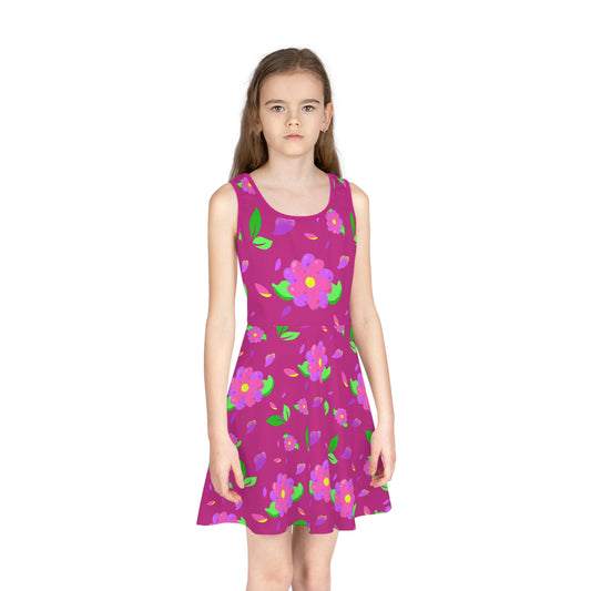 Girls' Sleeveless Sundress flowering design