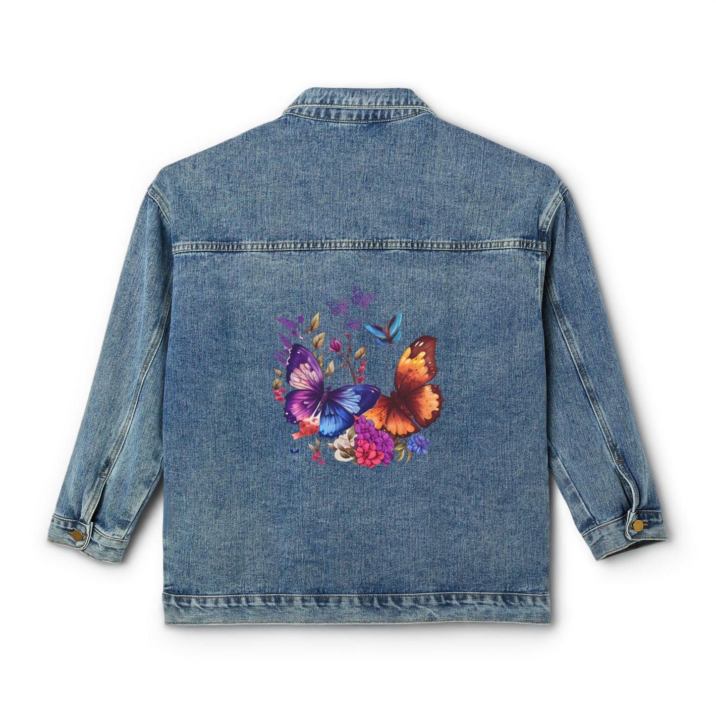 Butterfly Denim Jacket, Monarch Women's Outerwear, Unique Mothers Day Gift, Gift for Her, Butterfly Jean Jacket