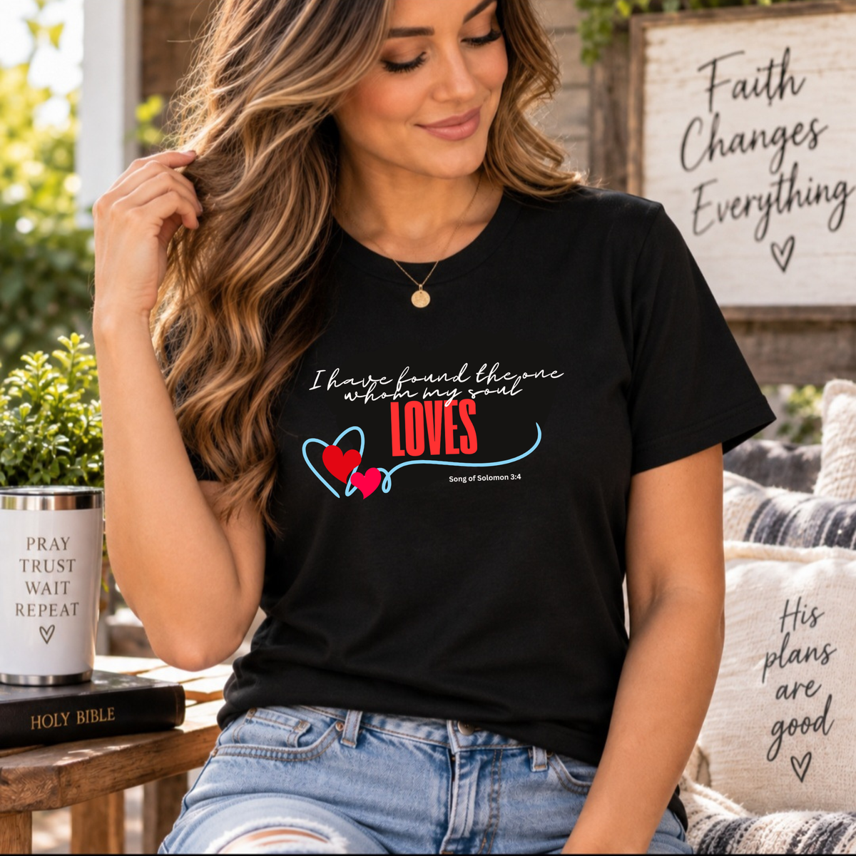 Christian Women's Tee , Love Bible Verse T-Shirt for Women, Jesus Bible Verse Tee, gift for her