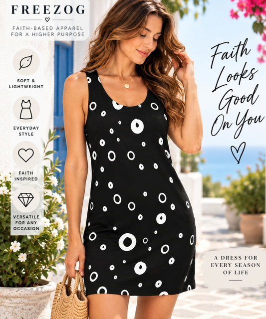 Skater Dress, Black and White Polka Dot, Summer Casual Outfit, Woman's Clothing, summer dress