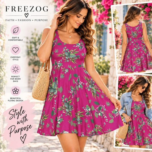 Flower Skater Dress for Women - Summer Dress, Gift for Her