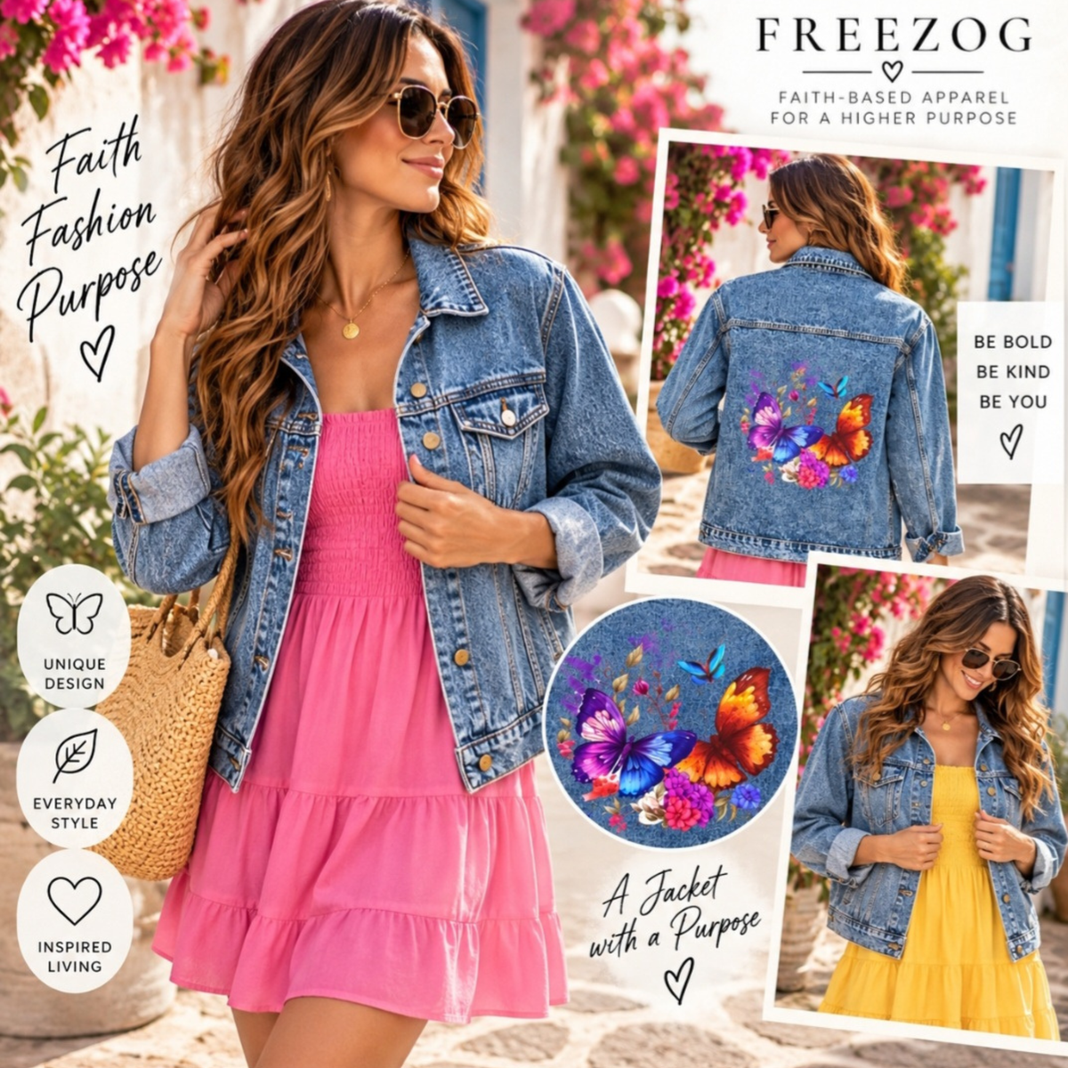 Butterfly Denim Jacket, Monarch Women's Outerwear, Unique Mothers Day Gift, Gift for Her, Butterfly Jean Jacket