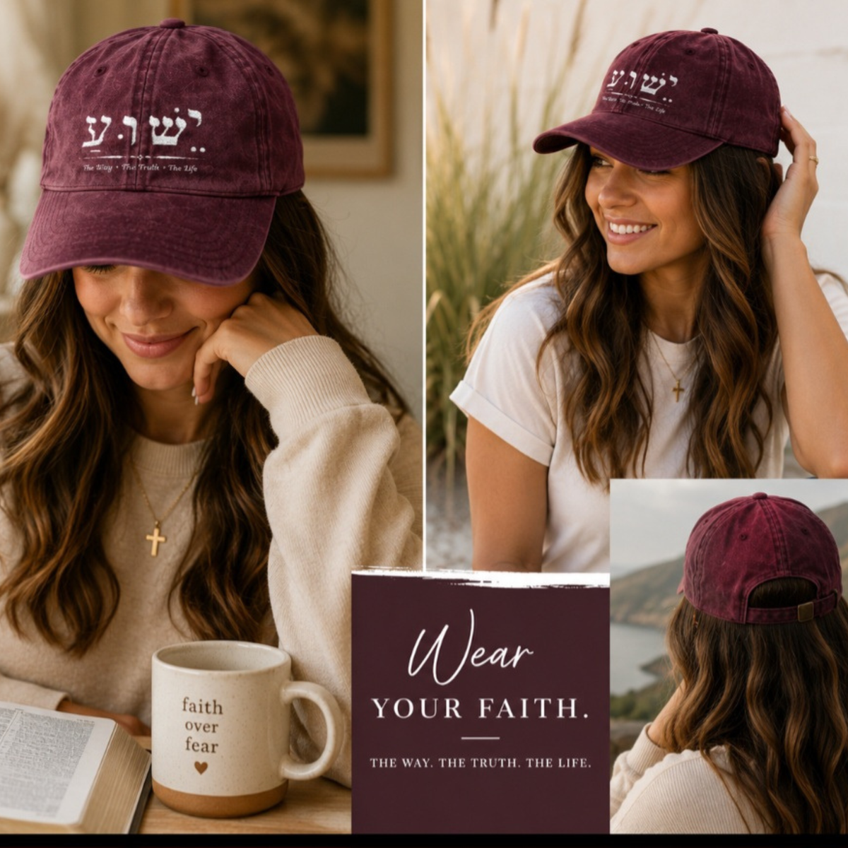 Jesus the way the truth Hat, Yeshua name in Hebrew, Embroidered hat, Vintage Cap