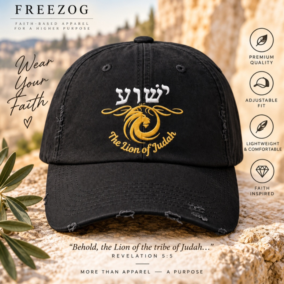 Baseball Cap, Jesus hebrew Name Lion of Judah Hat, Christian Faith Accessory, Bible Verse Gift, Religious Headwear, Inspirational Cap