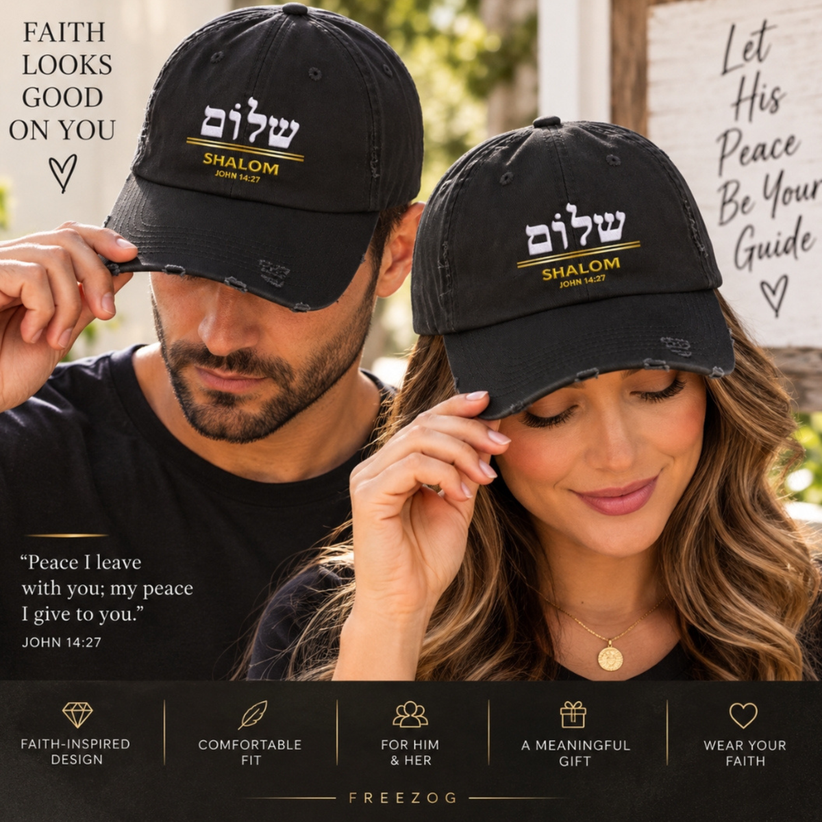 Distressed Dad Hat, Shalom Peace in Hebrew, Christian Gifts, Bible Verse Cap, Yeshua cap,  Scripture Hat, Jesus hat, Yahweh hat