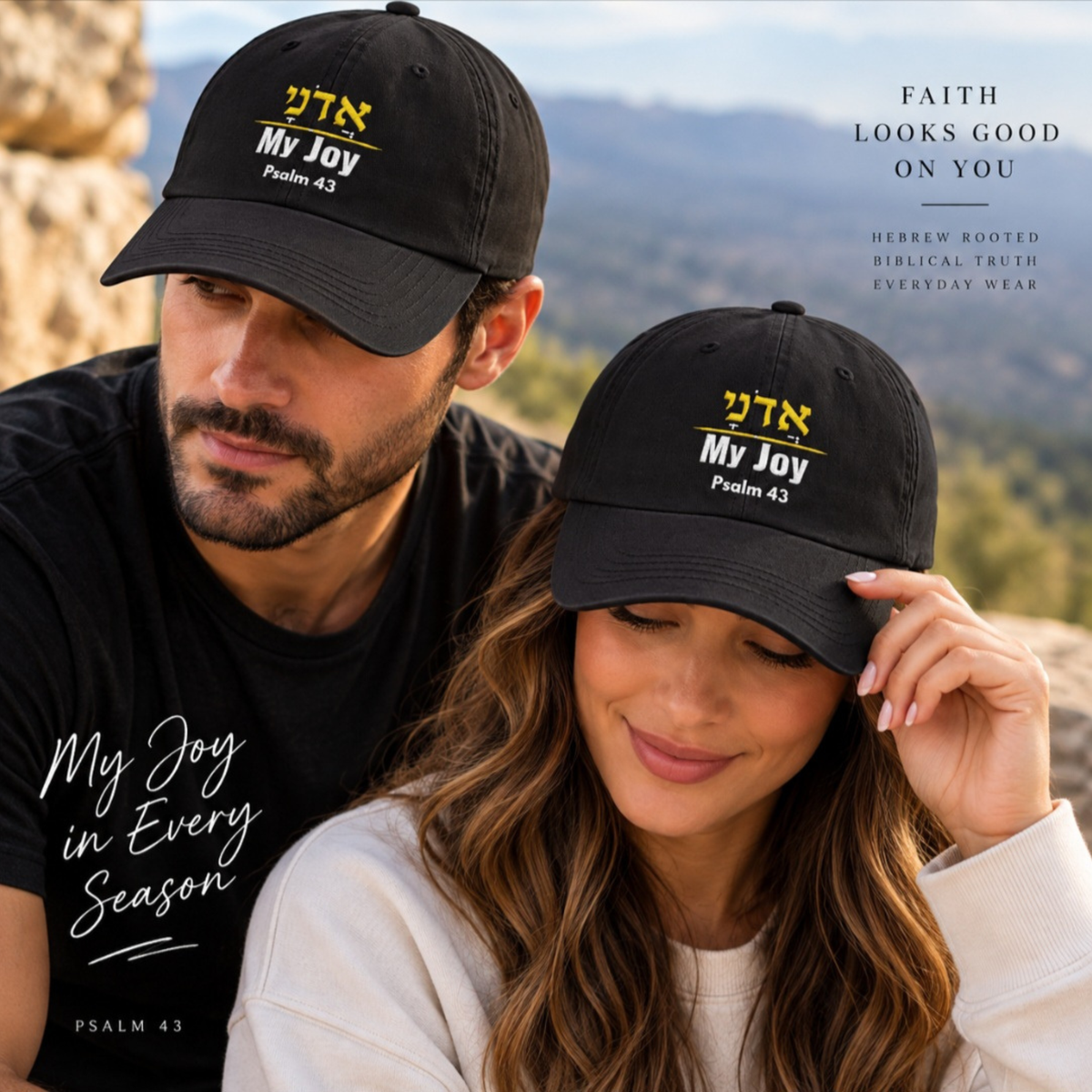 Adonai Hat Hebrew Name of God, Psalm 43 My Joy Bible Verse Cap, Christian Faith Hat, Messianic Hebrew Hat, Religious Gift Adjustable Cap