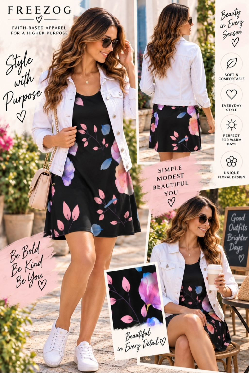 Black Floral Racerback Dress | Sleeveless Summer Dress | Women's Floral Dress | Casual Beach Dress