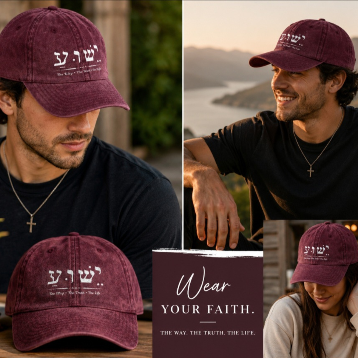 Jesus the way the truth Hat, Yeshua name in Hebrew, Embroidered hat, Vintage Cap