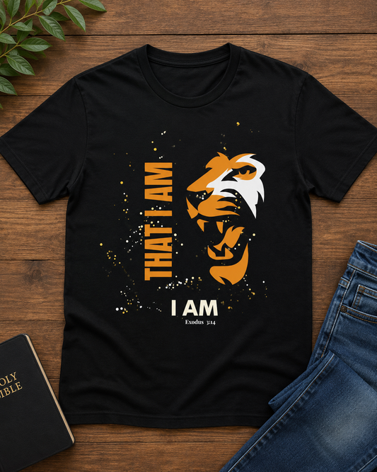 I AM That I AM Lion of Judah Shirt for Men | Revelation 5:5 Christian T-Shirt | Lion Tee | Jesus Faith Apparel | Christian Gift for Him